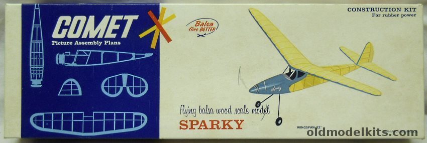 Comet Sparky - 32 Inch Wingspan Wakefield-Style Flying Aircraft, 3408 plastic model kit